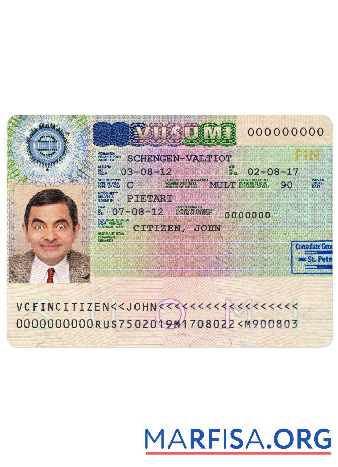 Realistic Finland schengen visa sample